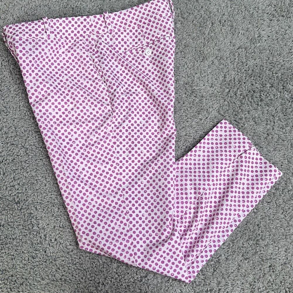 Fairway and Greene Purple Polka Dot Golf Pants, Size 8